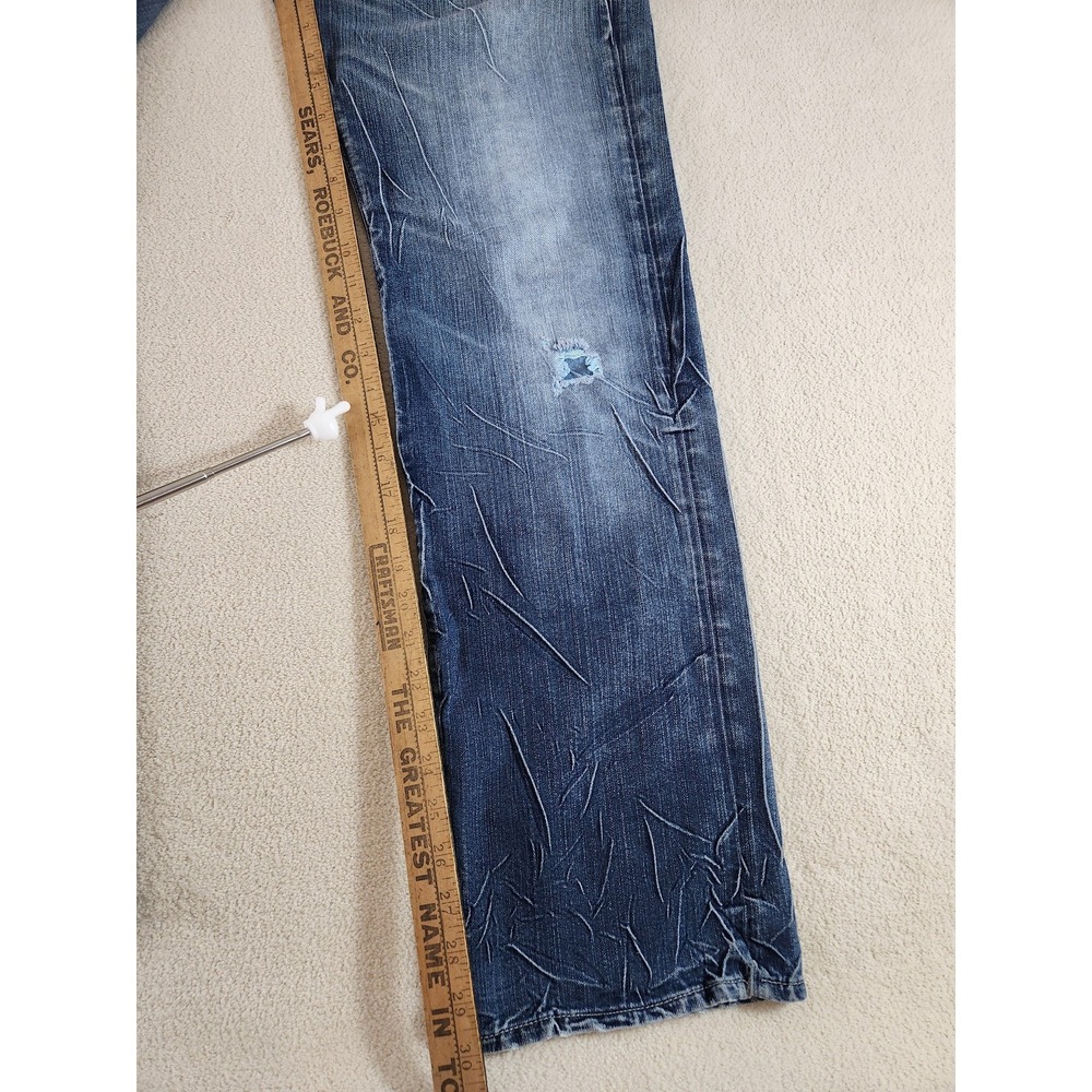 Mens Guess Premium Rebel Straight Leg Blue Jeans Size 32 x 30 Y2K - Picture 8 of 9